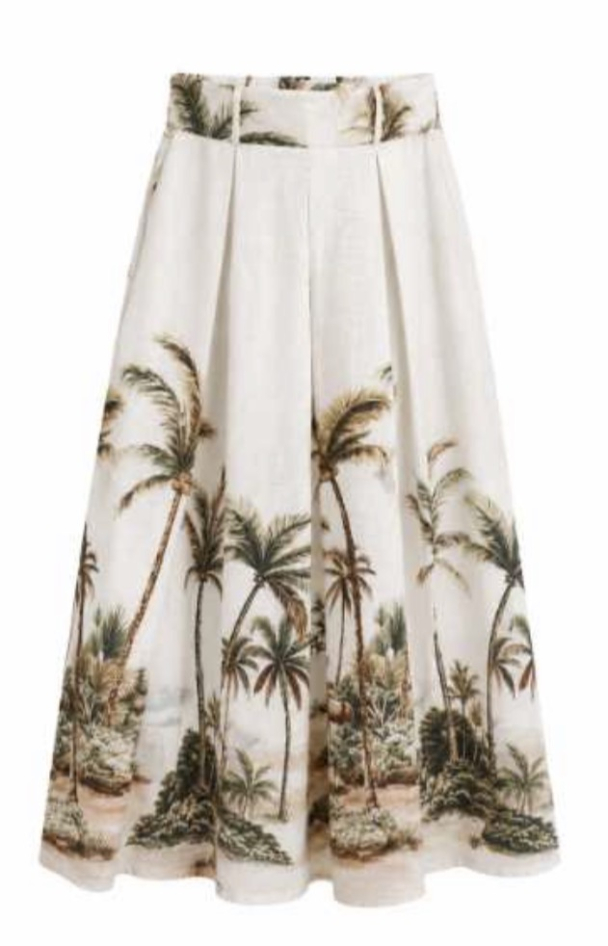 Frime Palm Skirt - White/Green