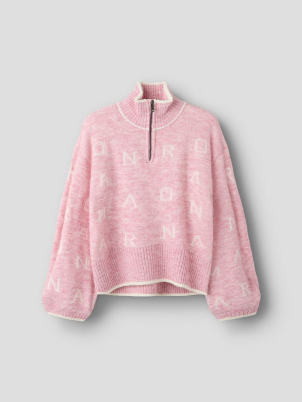 NKFNeifya oversize knit zip, rosa - Image 1