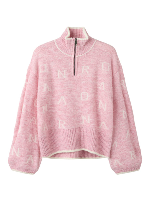 NKFNeifya oversize knit zip, rosa - Image 3