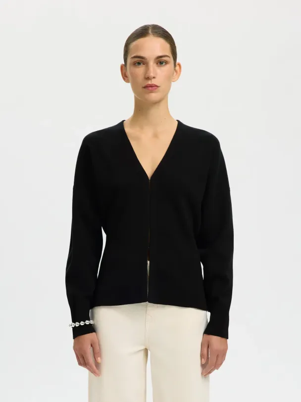Anemone Waisted Cardigan - Black