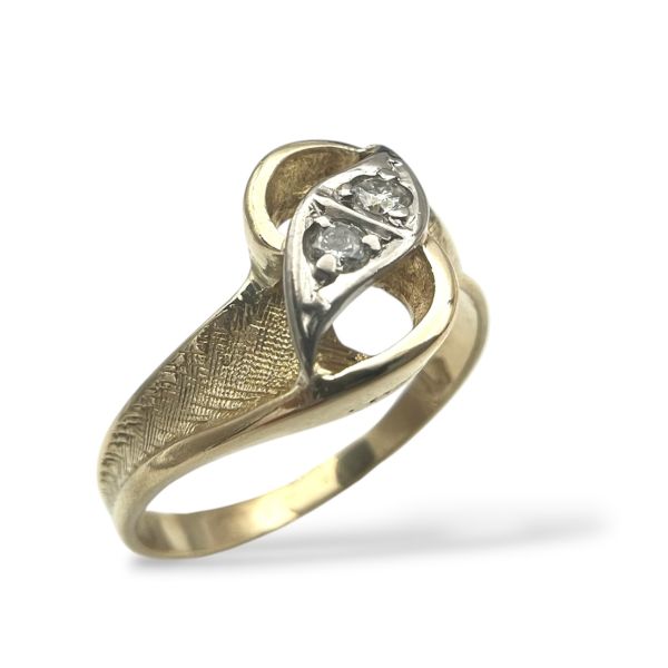 Klosterfoss Vintage - Gult gullring m. to diamanter 585