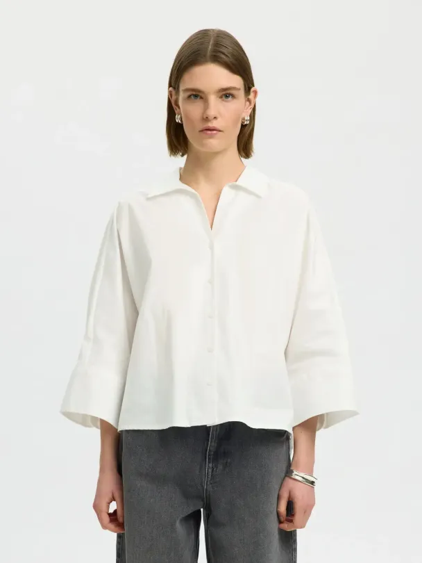 Emilia Oversize 3/4 Shirt - Bright White  - Image 2