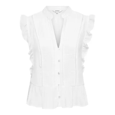 HENNY FRILL BUTTON TOP hvit