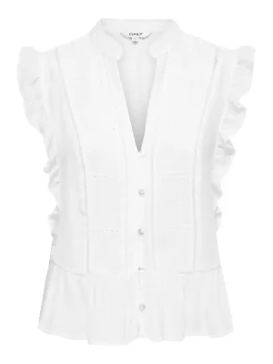 HENNY FRILL BUTTON TOP hvit