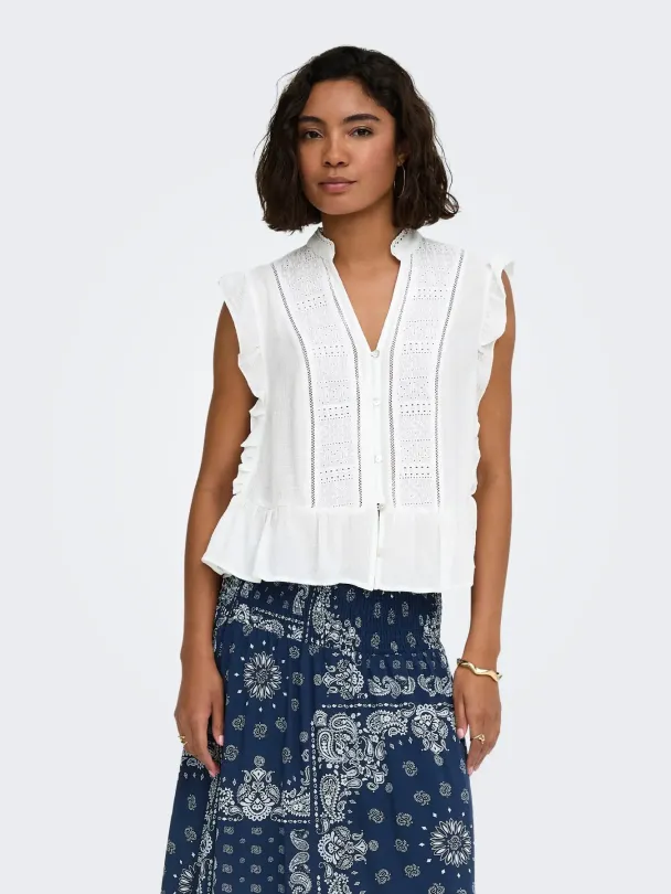 HENNY FRILL BUTTON TOP hvit - Image 2
