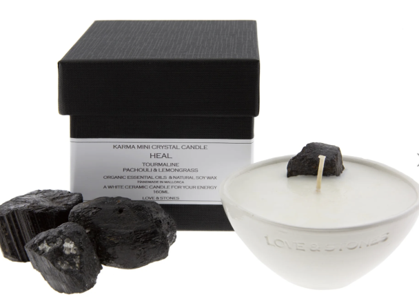 Mini White Ceramic Crystal Candle - HEAL - Image 1