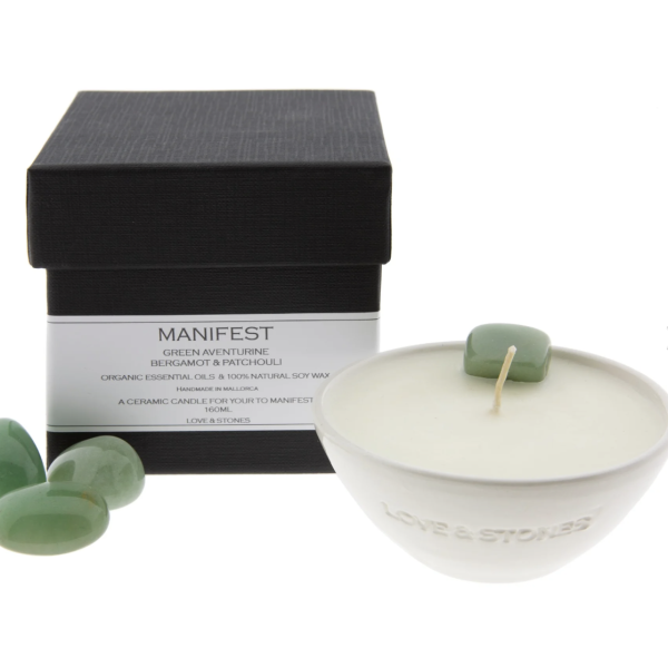 Mini White Ceramic Crystal Candle - Manifest
