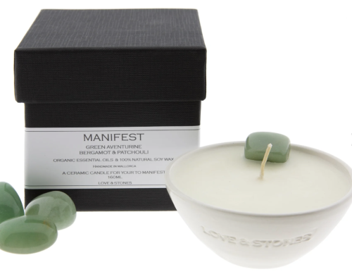 Mini White Ceramic Crystal Candle - Manifest