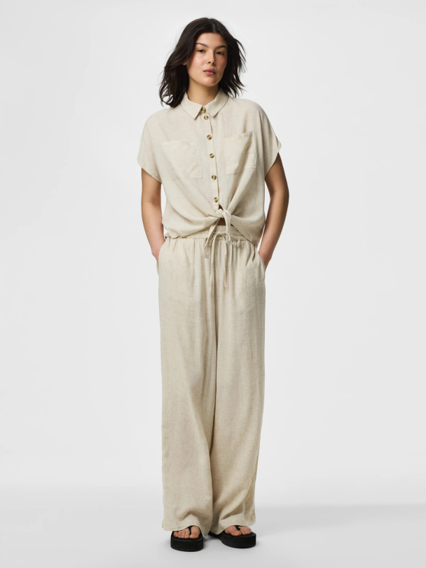 PCPIA LINEN BLEND SS TIE SHIRT WVN NOOS - Image 3
