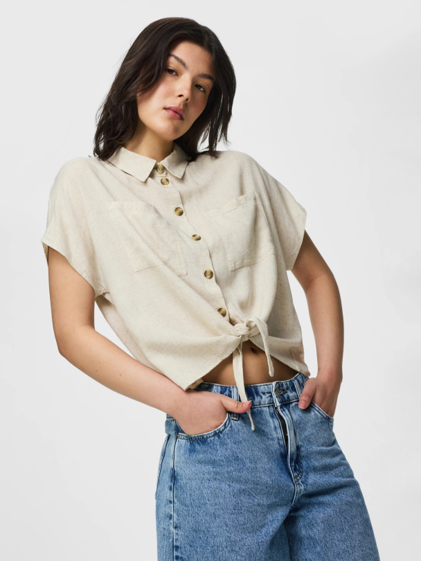 PCPIA LINEN BLEND SS TIE SHIRT WVN NOOS - Image 2