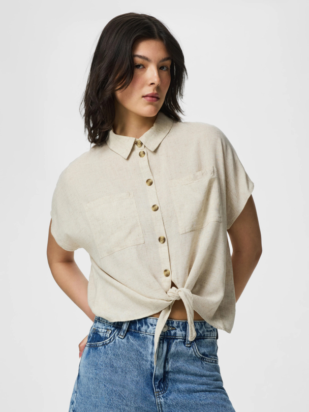PCPIA LINEN BLEND SS TIE SHIRT WVN NOOS - Image 4