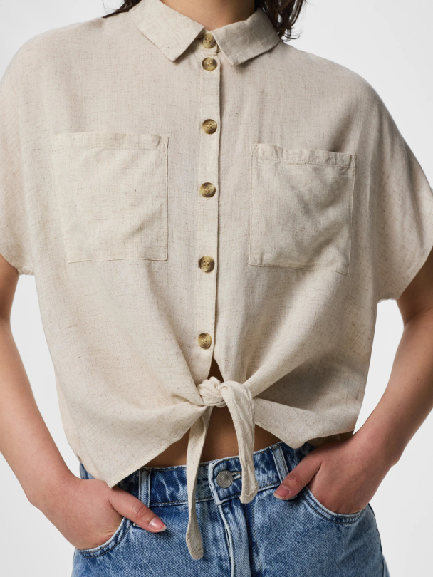 PCPIA LINEN BLEND SS TIE SHIRT WVN NOOS - Image 5
