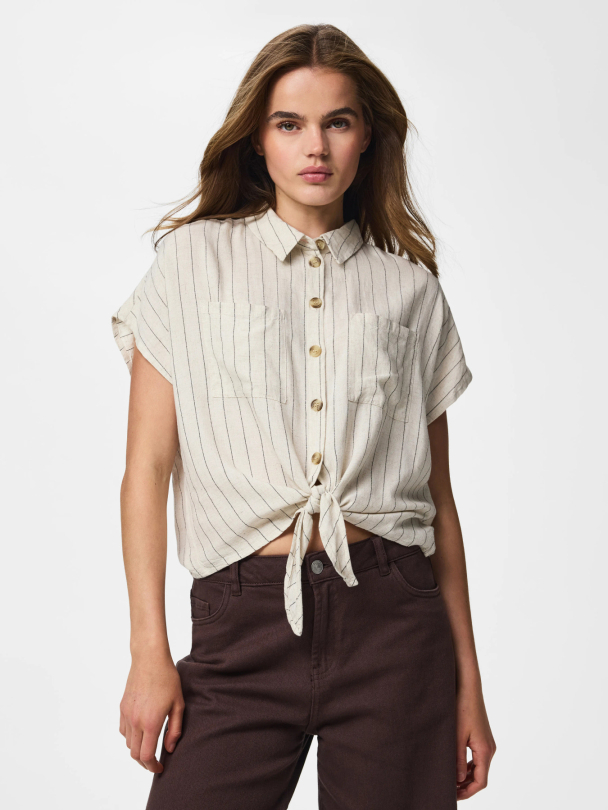 PCPIA LINEN BLEND SS TIE SHIRT WVN NOOS - Image 3