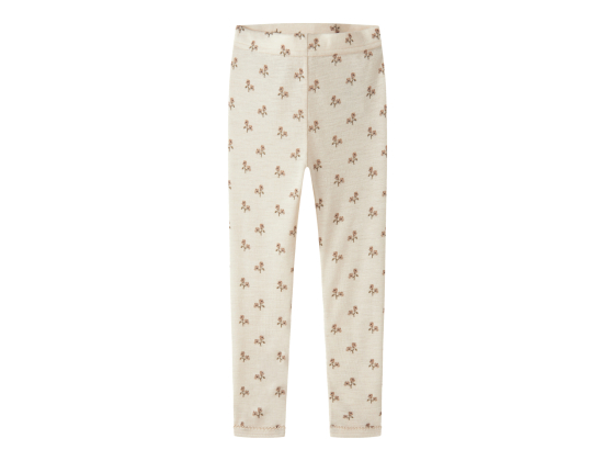 Nalu Wool/Modal Legging, Turtledove / Flower - Lil' Atelier