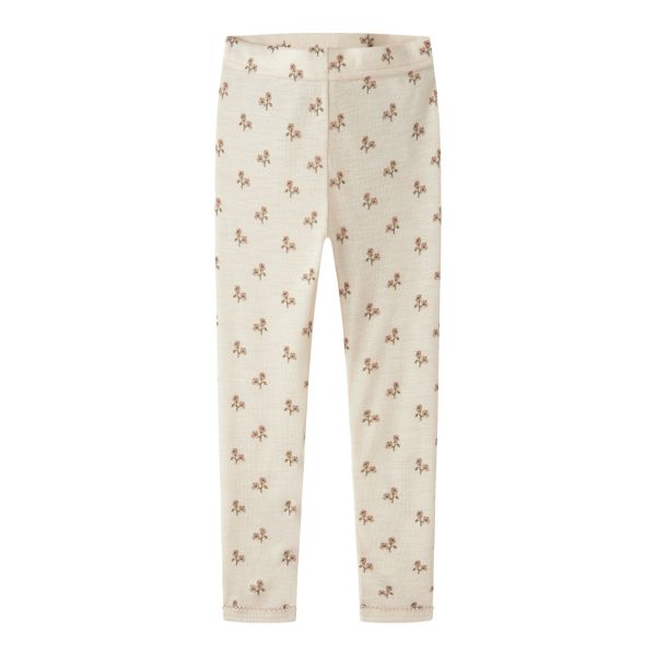 Nalu Wool/Modal Legging, Turtledove / Flower - Lil' Atelier
