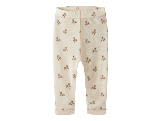 Nalu Wool/Modal Legging, Turtledove / Flower - Lil' Atelier