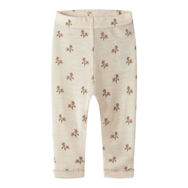 Nalu Wool/Modal Legging, Turtledove / Flower - Lil' Atelier
