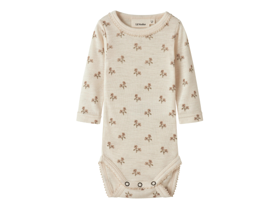 Nalu Wool/Modal Slim Body, Turtledove / Flower - Lil' Atelier
