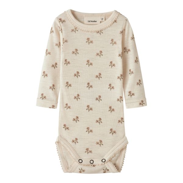 Nalu Wool/Modal Slim Body, Turtledove / Flower - Lil' Atelier