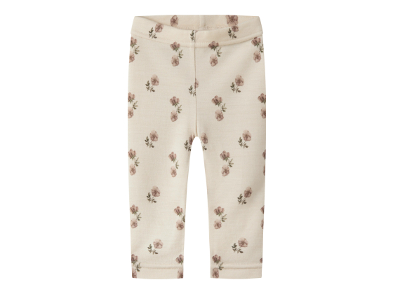 Nilo Wool/Modal Slim Legging, Turtledove / Flower - Lil' Atelier