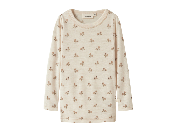 Nalu Wool/Modal Genser, Turtledove / Flower - Lil' Atelier