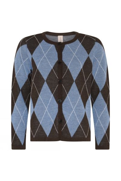 Cardigan Harlequin brun/blå 4436