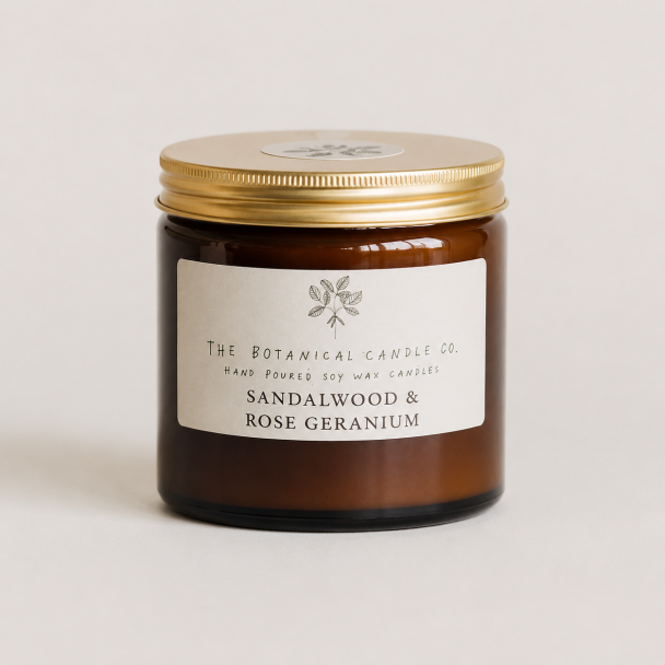 Sandalwood & Rose Geranium Duftlys 120ml