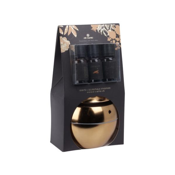 Diffuser glass gull/sort 10ml 3ass oljer