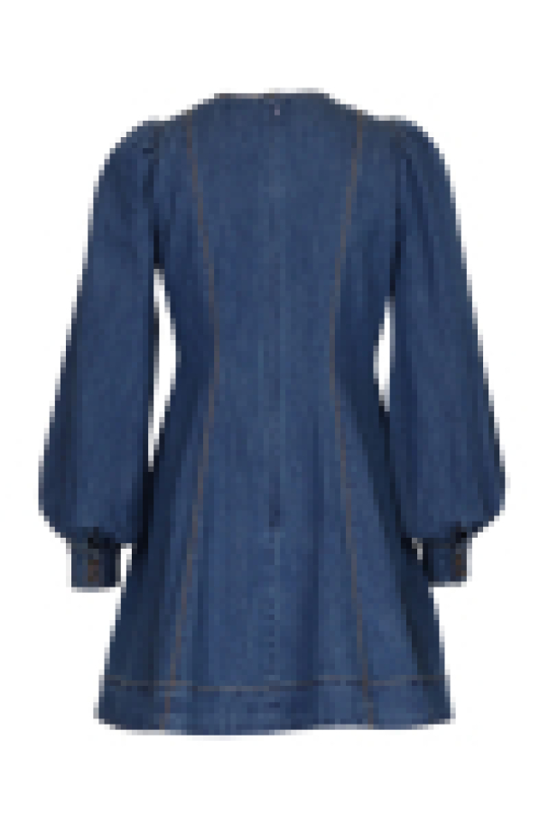 Denim Fitted Dress - French Blue - Image 3