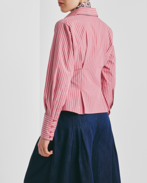 Poplin Fitted Shirt - White Stripes - Image 2