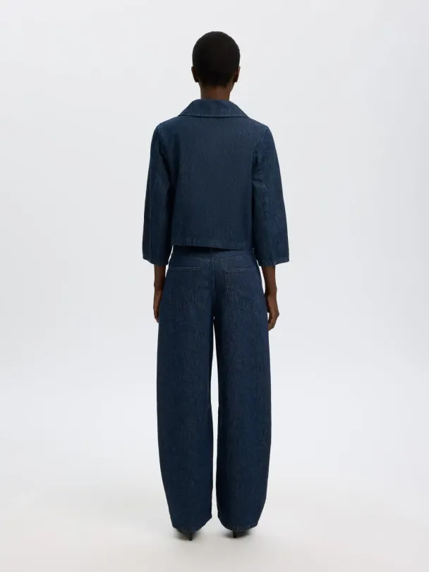 Relaxed Hanny 3/4 Denim Jacket - Dark Blue Denim - Image 3