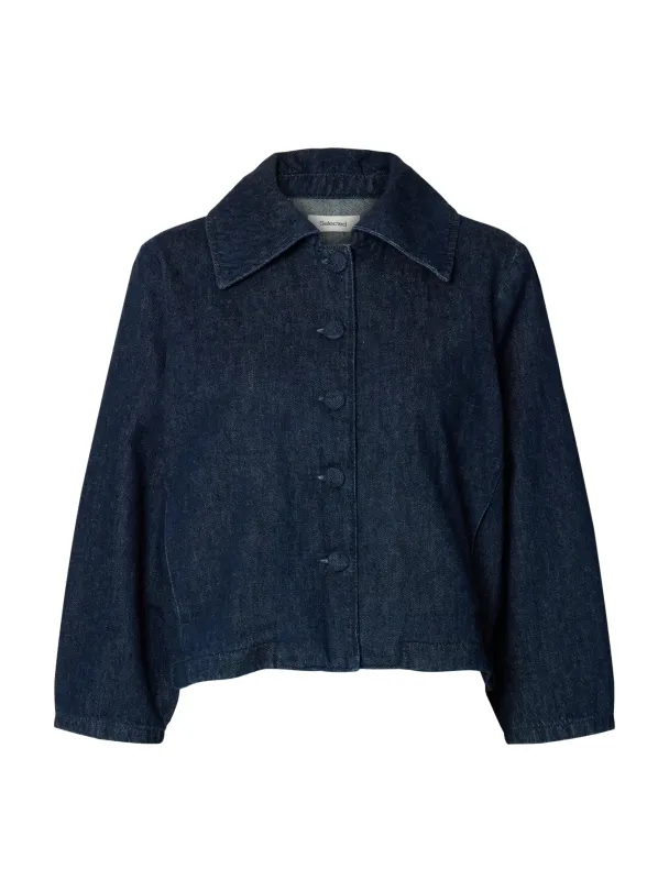Relaxed Hanny 3/4 Denim Jacket - Dark Blue Denim - Image 1