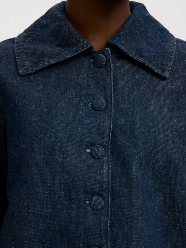 Relaxed Hanny 3/4 Denim Jacket - Dark Blue Denim - Image 4