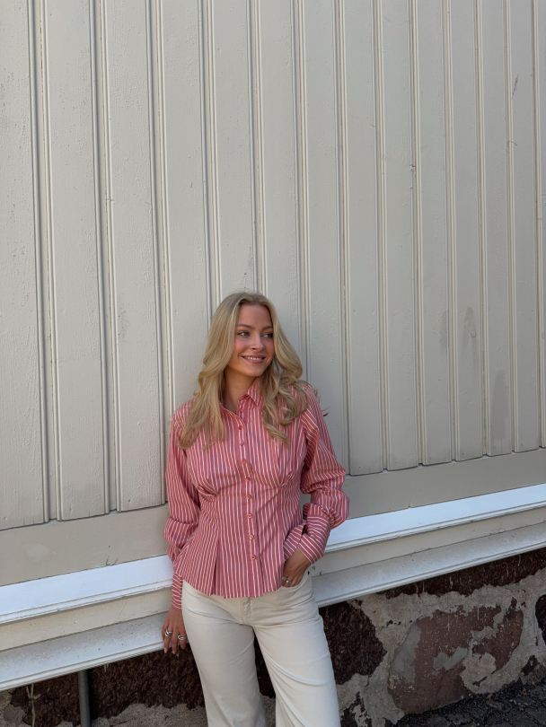 Poplin Fitted Shirt - White Stripes - Image 8