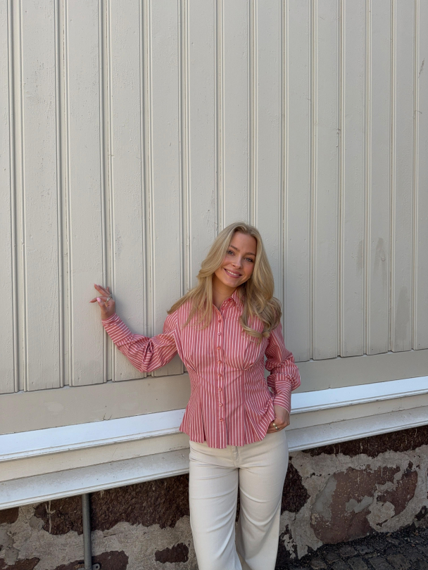 Poplin Fitted Shirt - White Stripes - Image 6