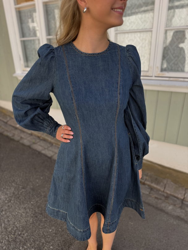 Denim Fitted Dress - French Blue - Image 1