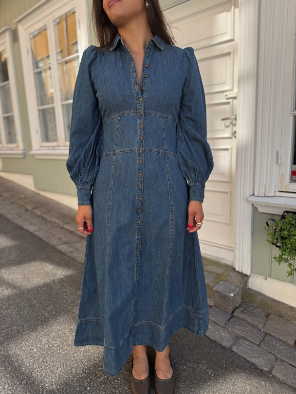 Denim Button Down Dress - French Blue - Image 1