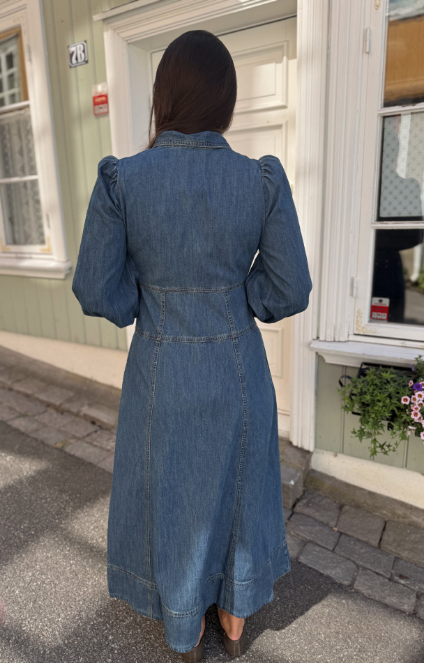 Denim Button Down Dress - French Blue - Image 3
