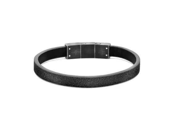 Braided Bracelet Black Leather/Steel 