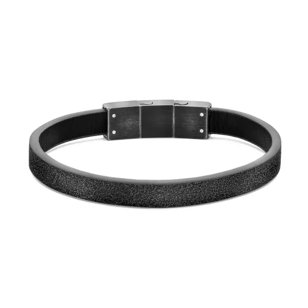Braided Bracelet Black Leather/Steel 