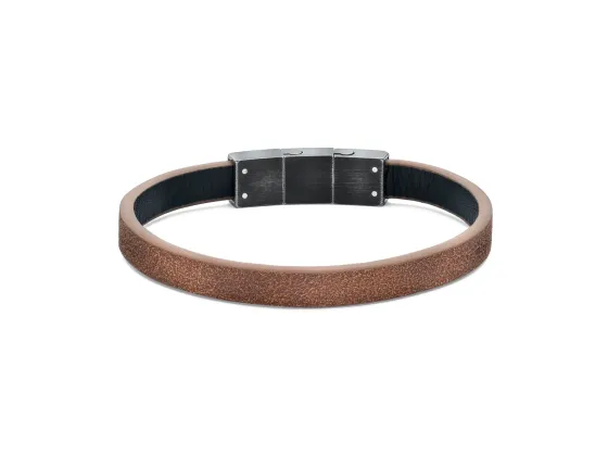 Braided Bracelet Brown Leather/Steel 