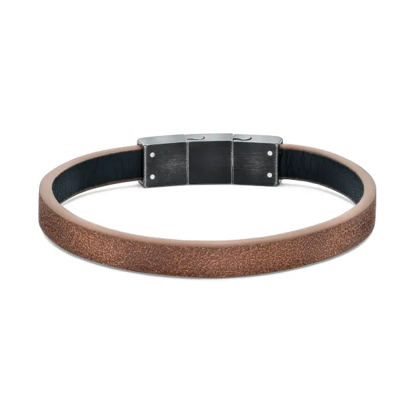 Braided Bracelet Brown Leather/Steel 