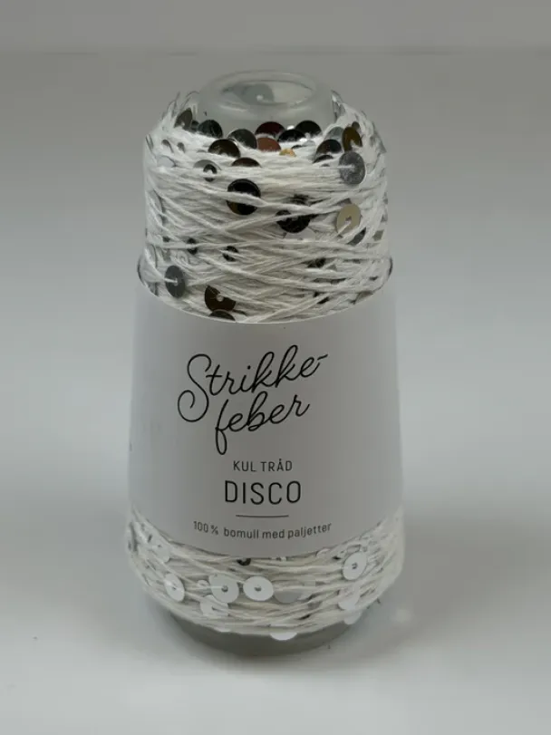Strikkefeber - 11 - Disco 50 g - Hvit/Sølv