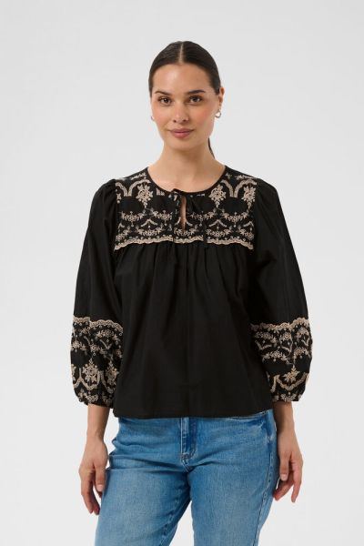 KAkis Bluse m/broderi svart