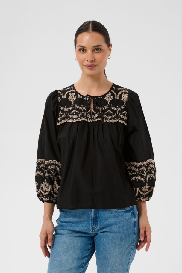 KAkis Bluse m/broderi svart - Image 1