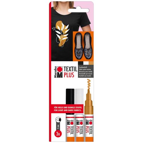 Marabu Textil Plus Tekstiltusj 3mm Sett 3stk – Favourite