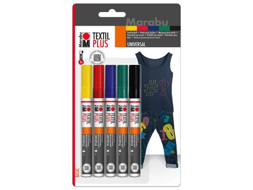 Marabu Textil Plus Tekstiltusj 3mm Sett – 5 farger