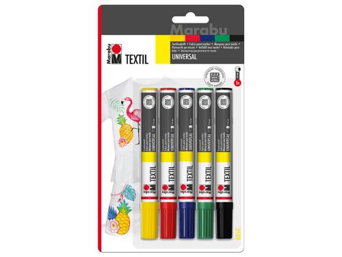 Marabu Textil Tekstiltusj 2-4mm Sett – 5 farger