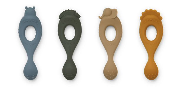 Liva Skjeer Silikon 4-pk - Safari/Blue Multi Mix - Image 1