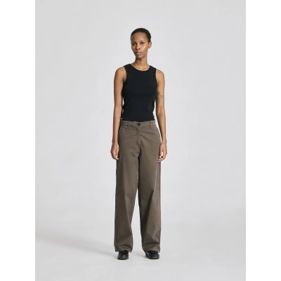 Natalie Cotton Stretched Twill Pants Black Olive